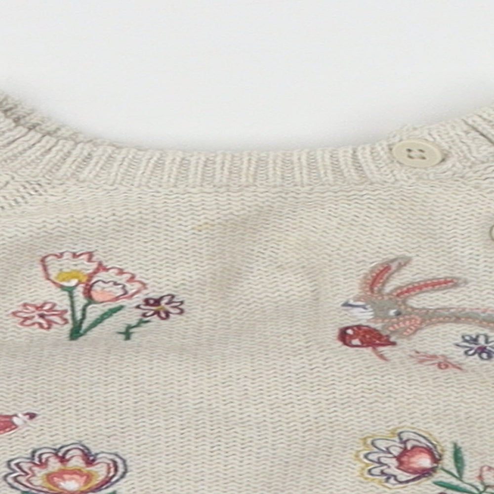 Nutmeg Girls Ivory  Knit Pullover Jumper Size 0-3 Months  - Rabbit