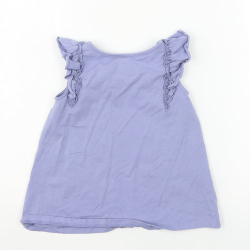 Savannah Girls Blue Floral Jersey Basic T-Shirt Size 4 Years