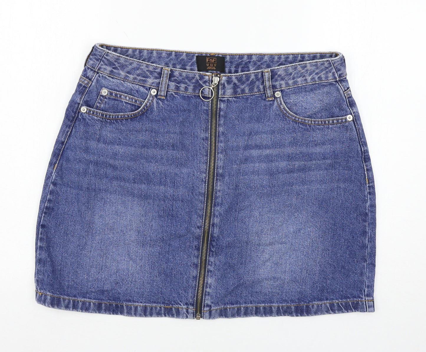 F&F Womens Blue  Denim A-Line Skirt Size 14