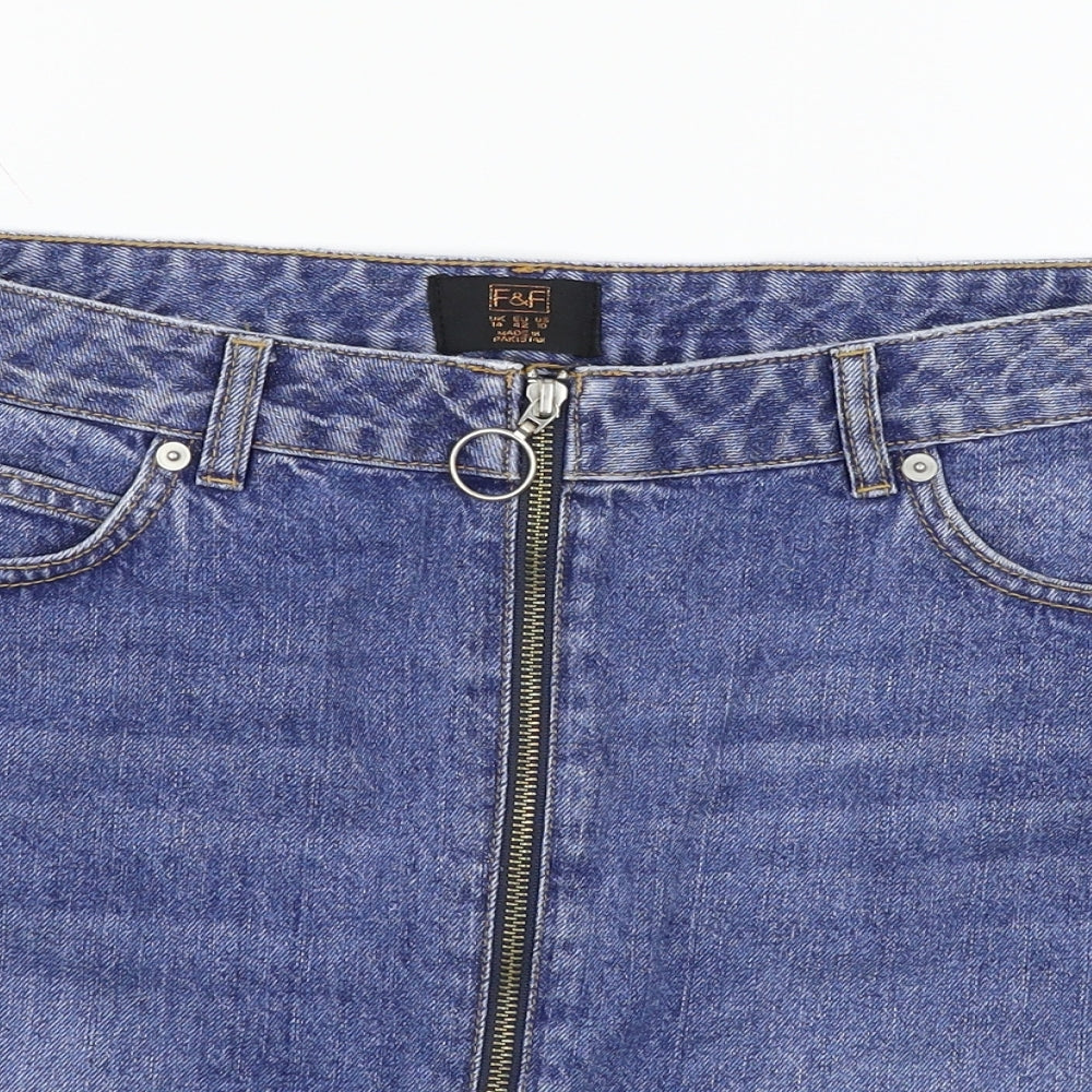 F&F Womens Blue  Denim A-Line Skirt Size 14