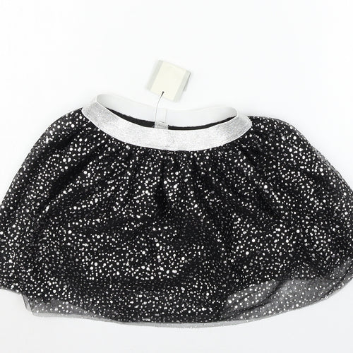 TU Girls Black Polka Dot Mesh Flare Skirt Size 4 Years