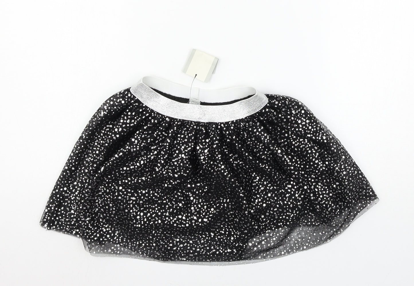 TU Girls Black Polka Dot Mesh Flare Skirt Size 4 Years