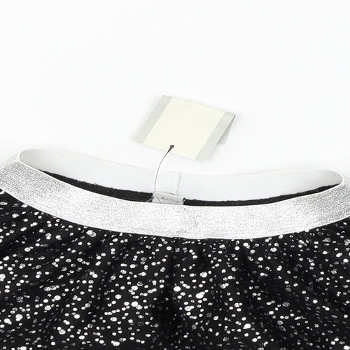 TU Girls Black Polka Dot Mesh Flare Skirt Size 4 Years