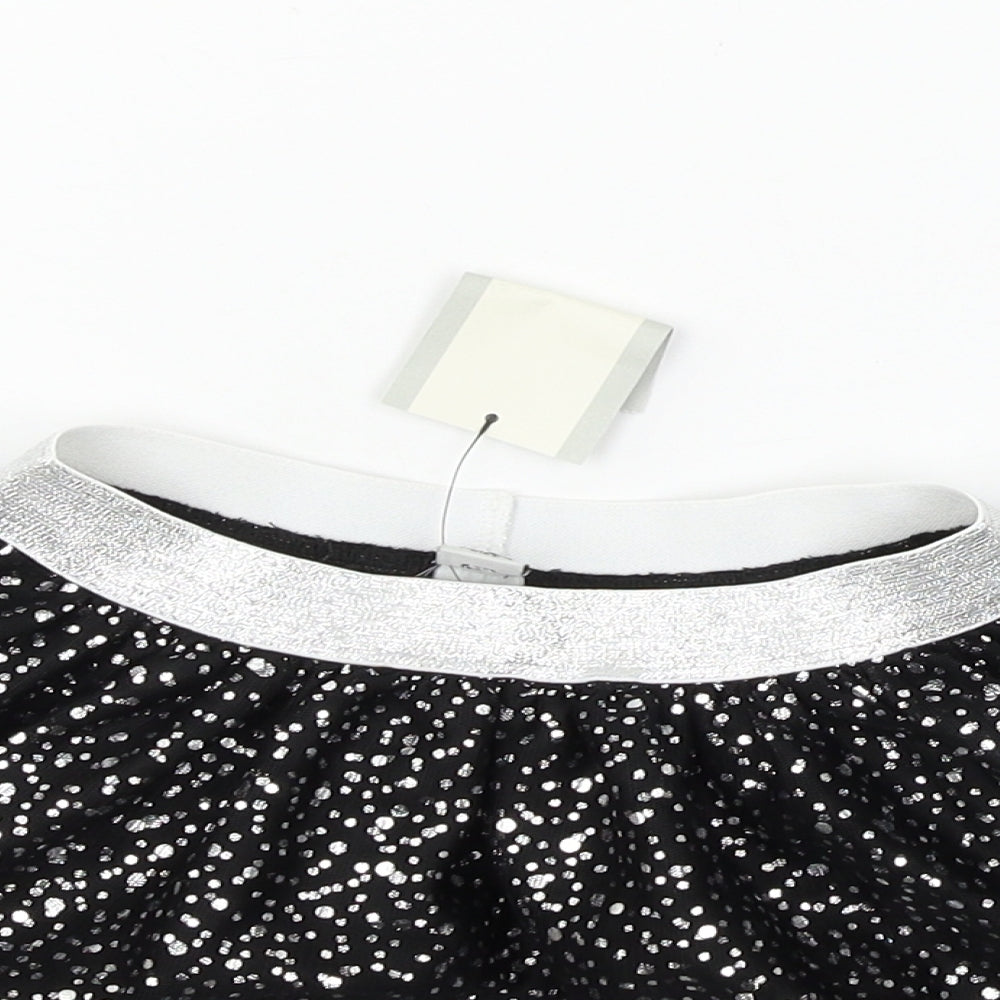 TU Girls Black Polka Dot Mesh Flare Skirt Size 4 Years