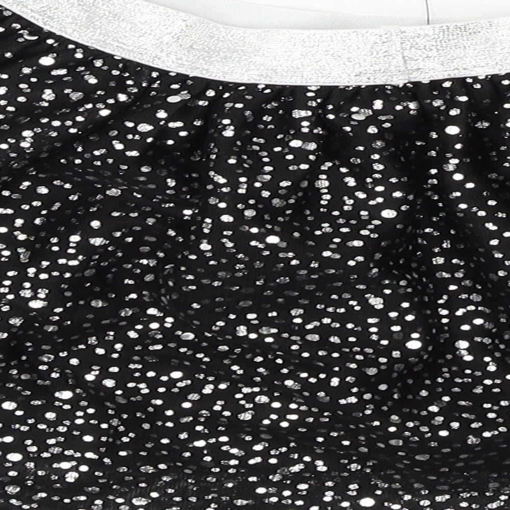 TU Girls Black Polka Dot Mesh Flare Skirt Size 4 Years
