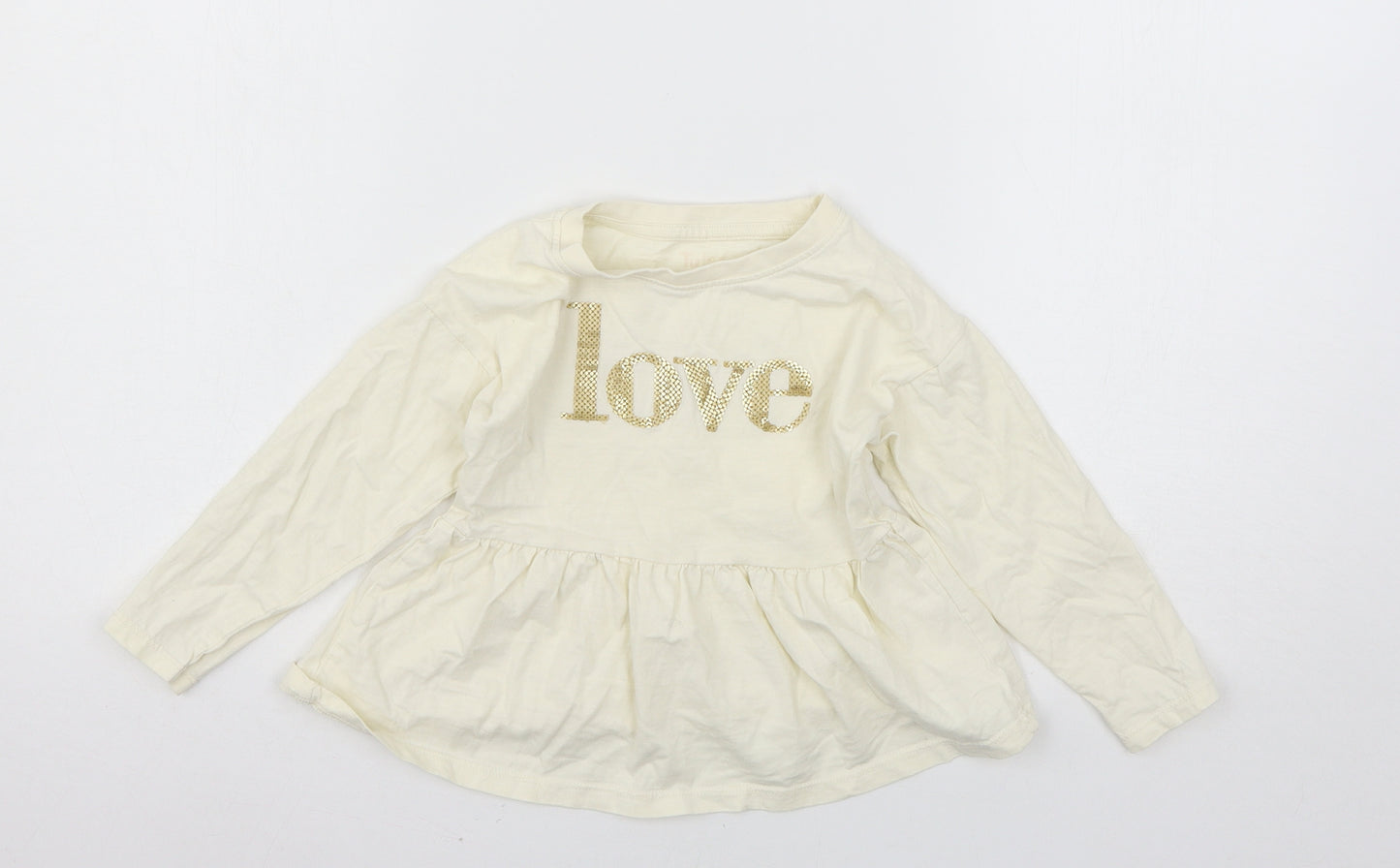 TU Girls Ivory  Jersey Basic T-Shirt Size 4 Years  - Love