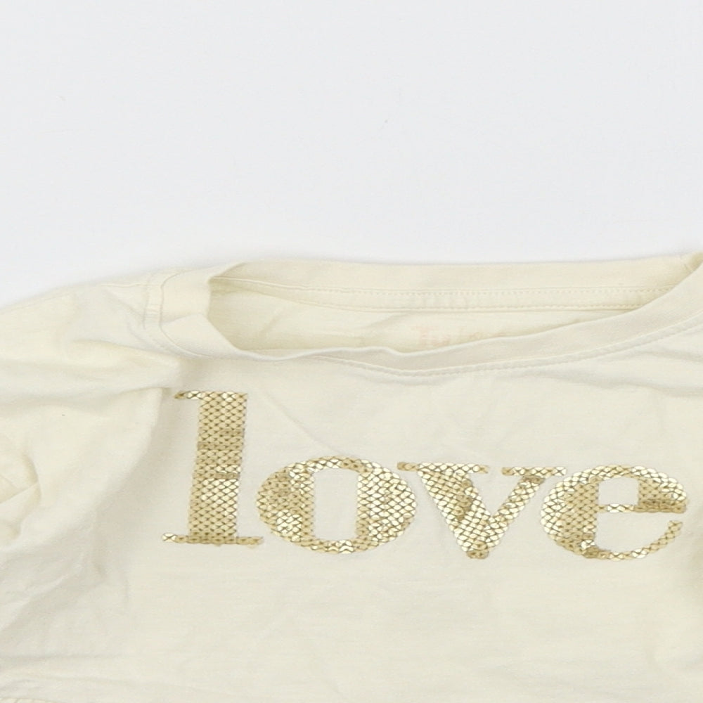 TU Girls Ivory  Jersey Basic T-Shirt Size 4 Years  - Love