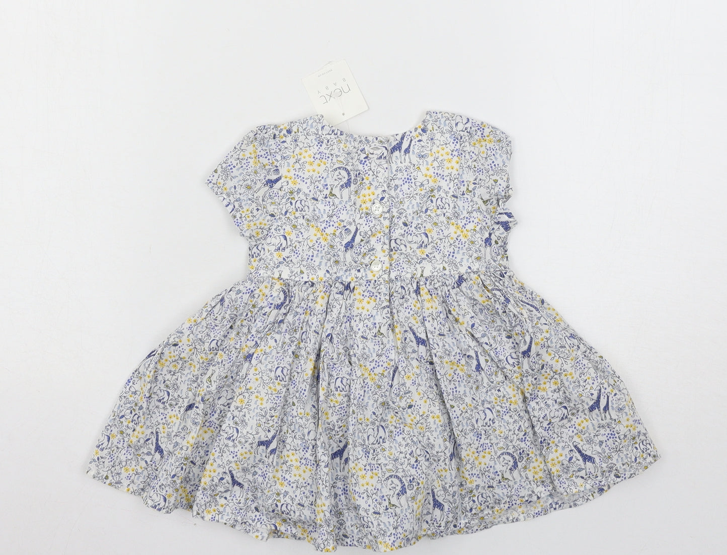 NEXT Girls Blue Floral  T-Shirt Dress  Size 3-6 Months