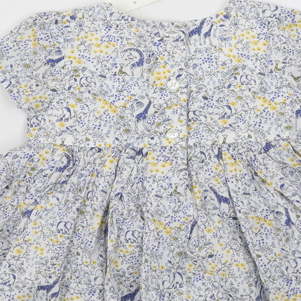 NEXT Girls Blue Floral  T-Shirt Dress  Size 3-6 Months