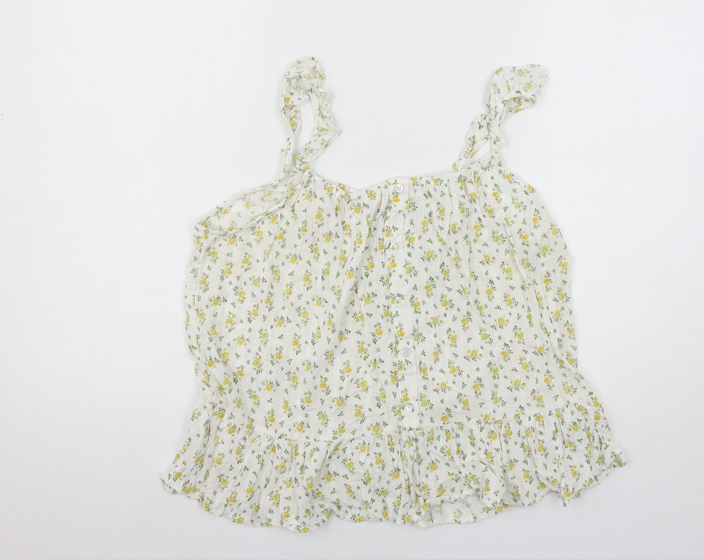 NEXT Womens White Floral  Basic Tank Size 14