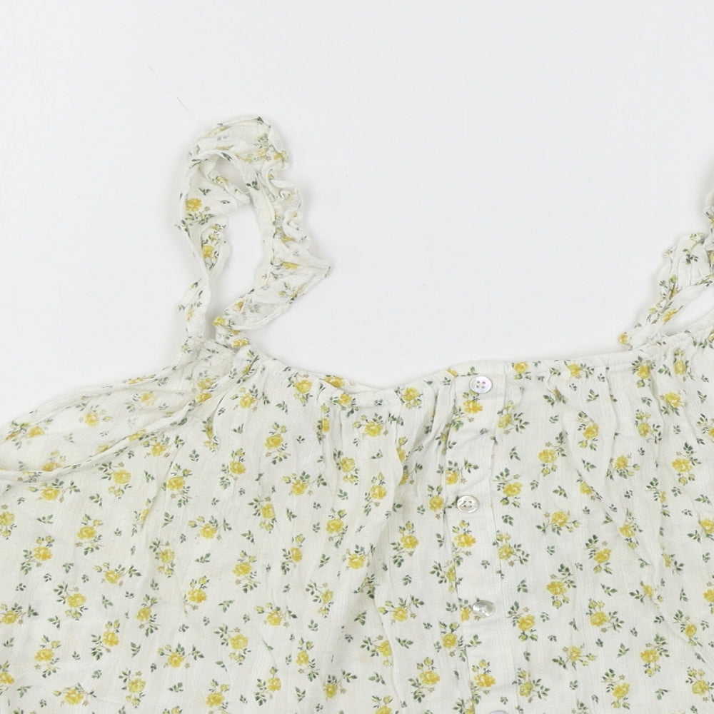 NEXT Womens White Floral  Basic Tank Size 14