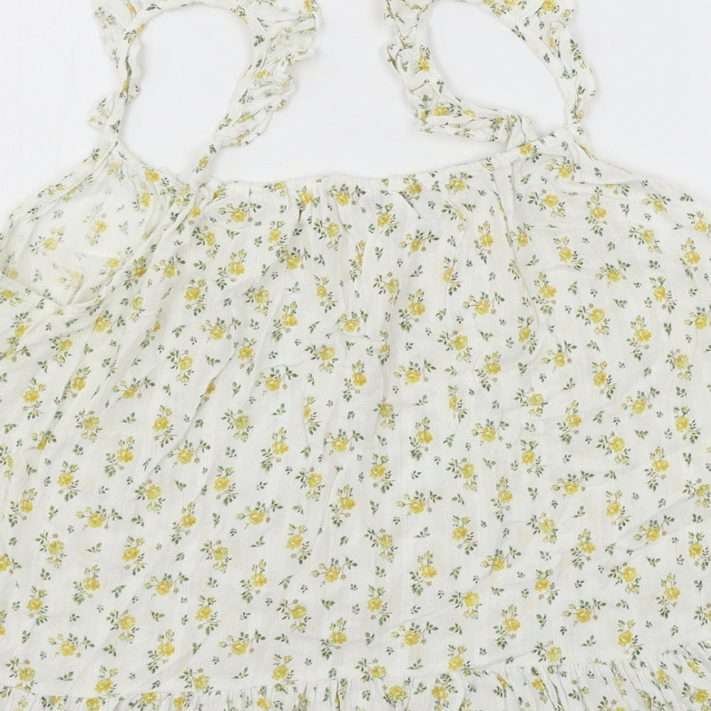 NEXT Womens White Floral  Basic Tank Size 14