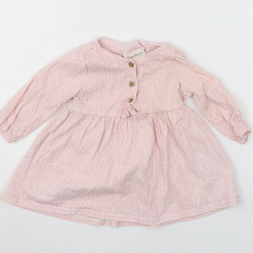 NEXT Girls Pink Polka Dot Jersey Skater Dress  Size 3-6 Months