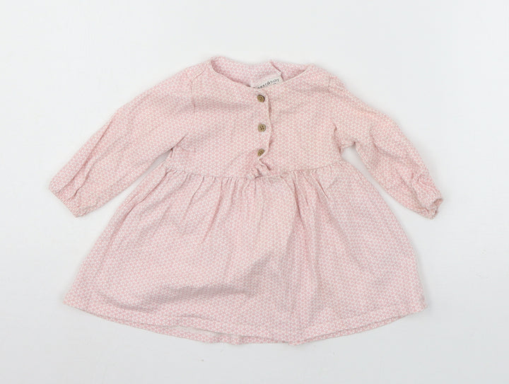 NEXT Girls Pink Polka Dot Jersey Skater Dress Size 3-6 Months