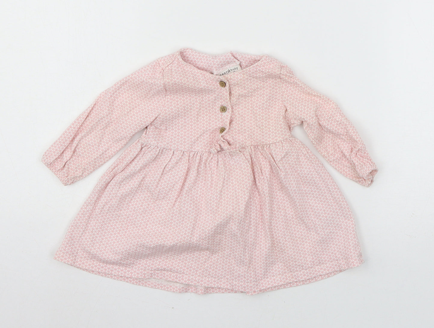 NEXT Girls Pink Polka Dot Jersey Skater Dress  Size 3-6 Months