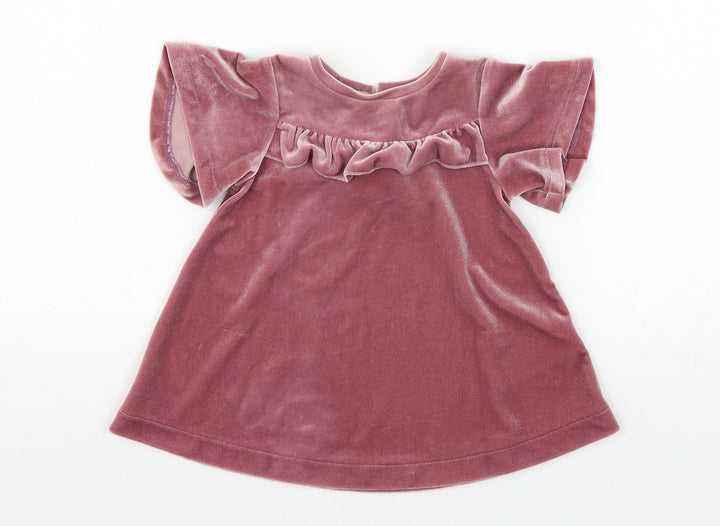 NEXT Girls Pink  Velour T-Shirt Dress  Size 3-6 Months