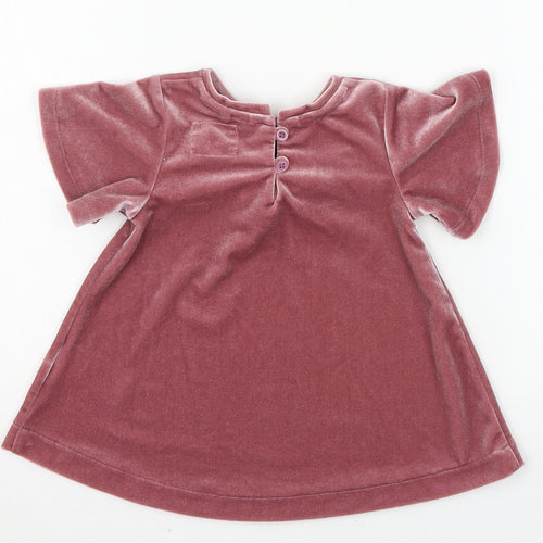 NEXT Girls Pink  Velour T-Shirt Dress  Size 3-6 Months