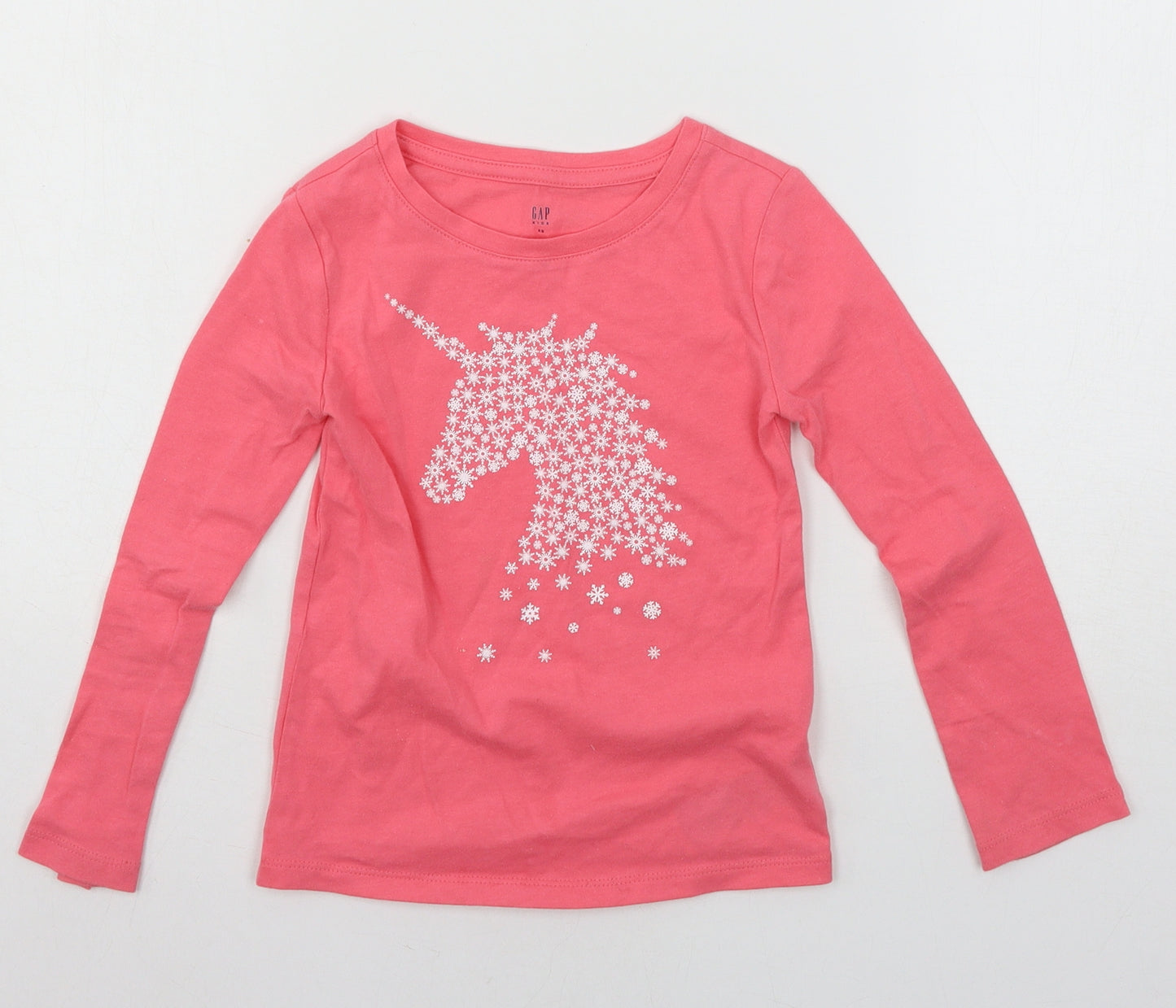 Gap Girls Pink  Jersey Basic T-Shirt Size 4-5 Years  - Unicorn