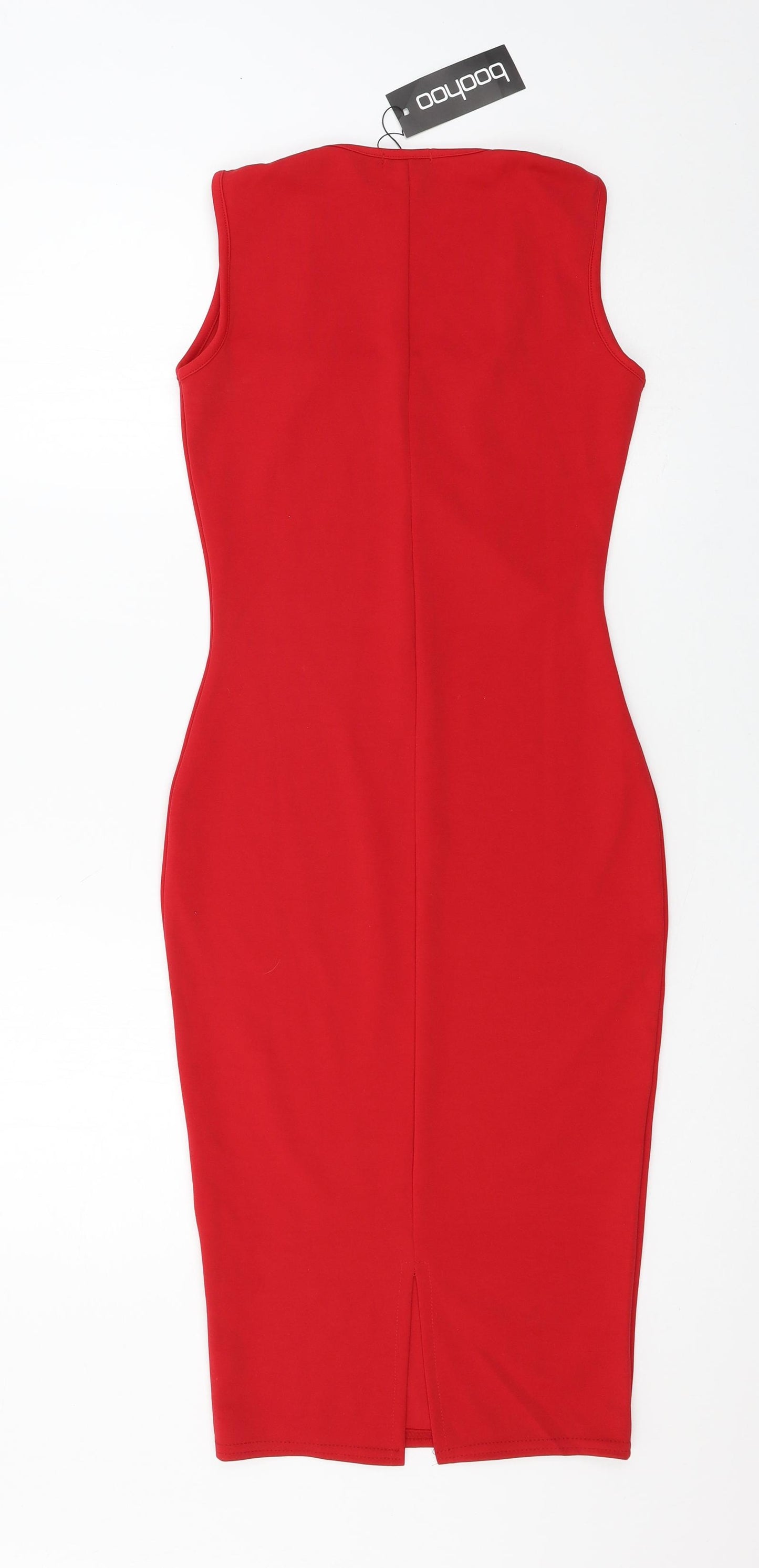 Boohoo Womens Red  Jersey Pencil Dress  Size 8