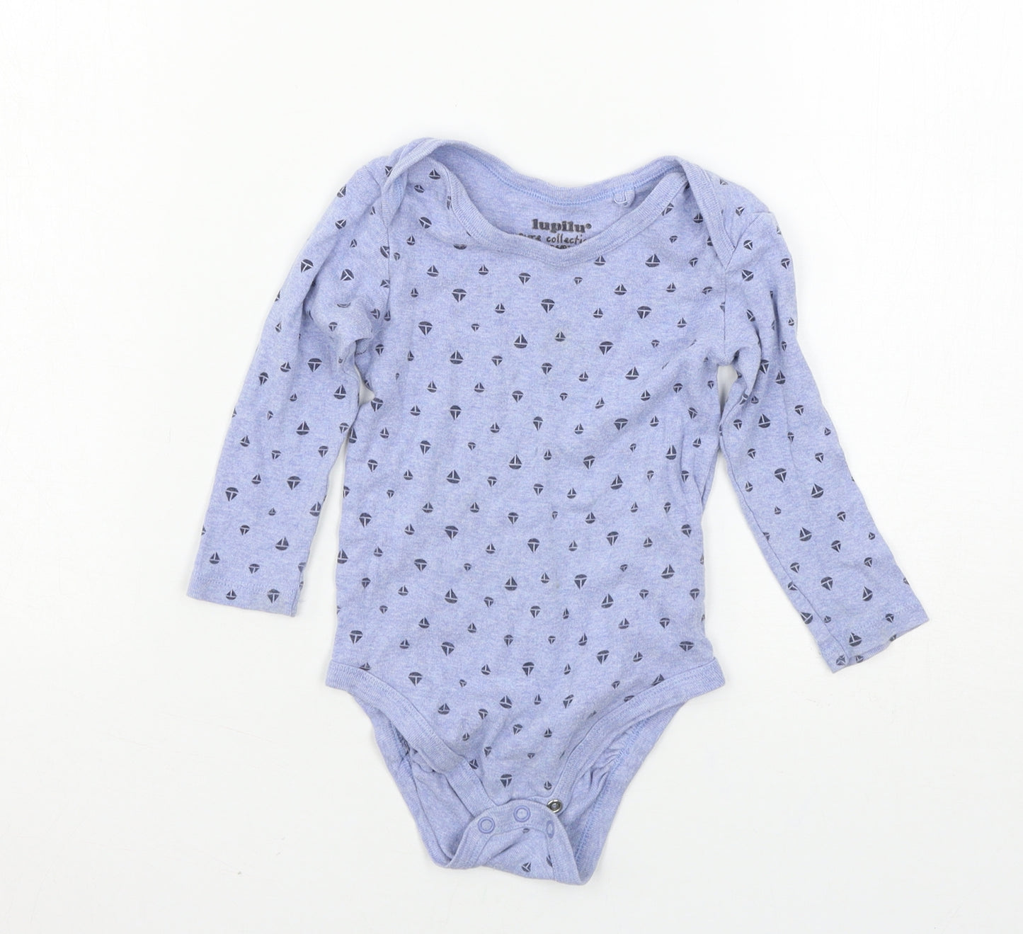Lupilu Boys Blue Geometric Jersey Babygrow One-Piece Size 12-18 Months  - Boats