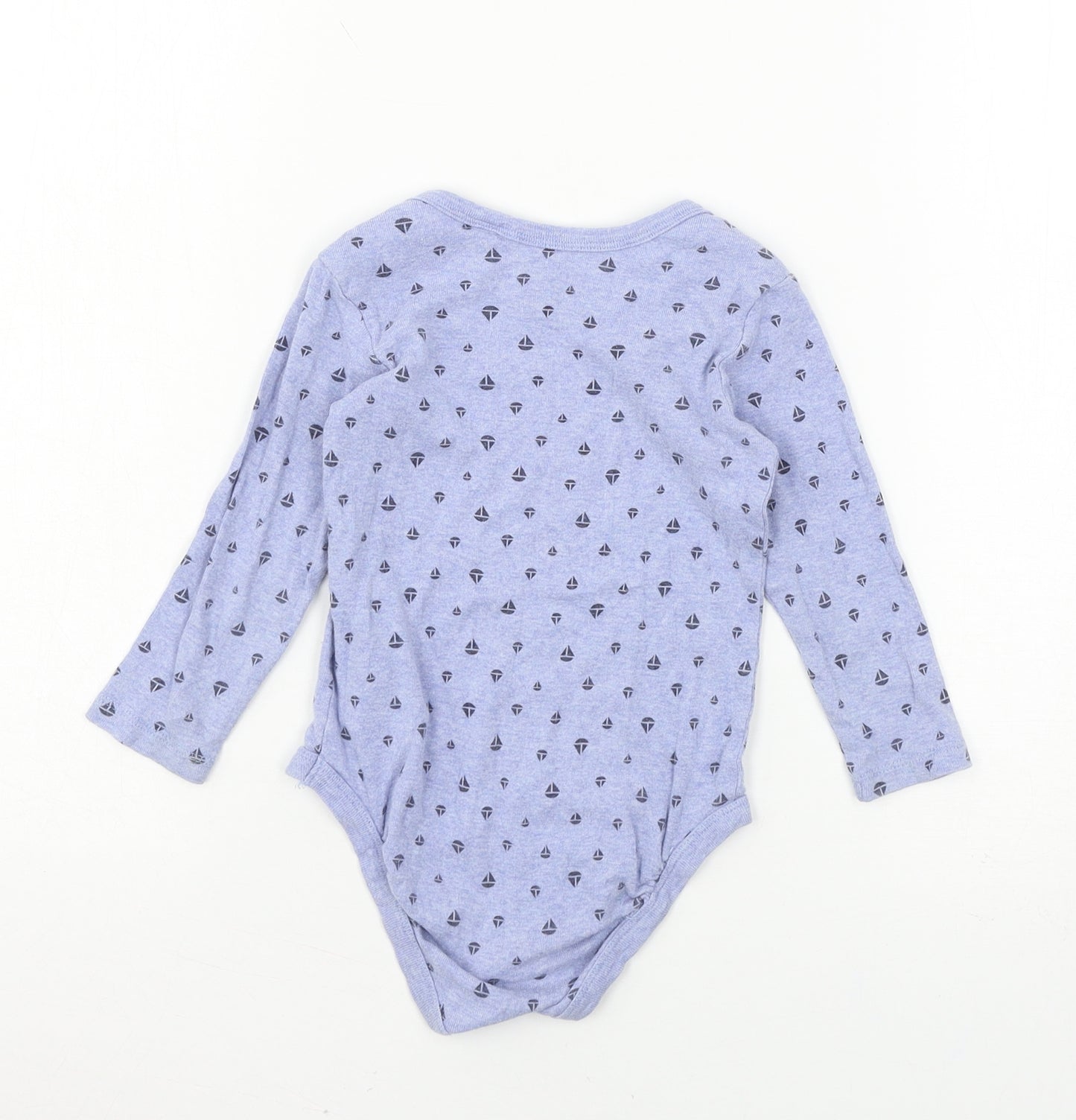 Lupilu Boys Blue Geometric Jersey Babygrow One-Piece Size 12-18 Months  - Boats