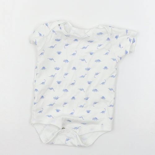 TU Baby White Geometric Jersey Babygrow One-Piece Size 12-18 Months  - DInosaur