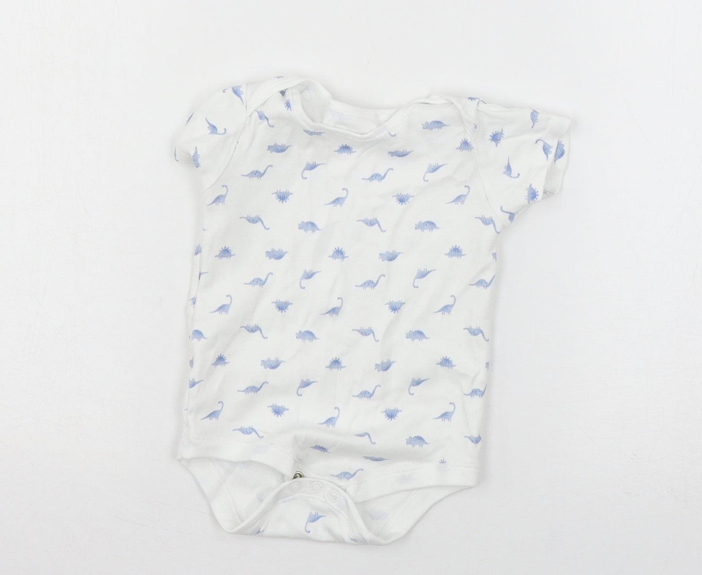 TU Baby White Geometric Jersey Babygrow One-Piece Size 12-18 Months  - DInosaur