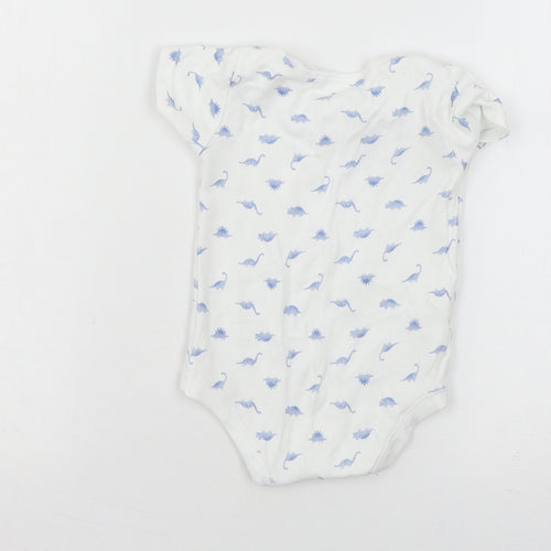 TU Baby White Geometric Jersey Babygrow One-Piece Size 12-18 Months  - DInosaur