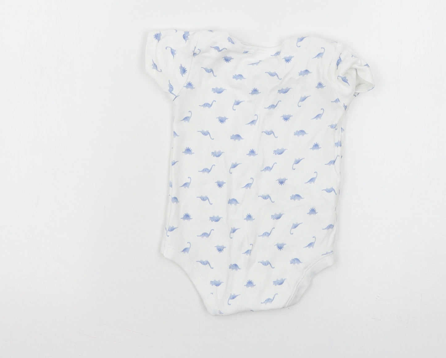 TU Baby White Geometric Jersey Babygrow One-Piece Size 12-18 Months  - DInosaur