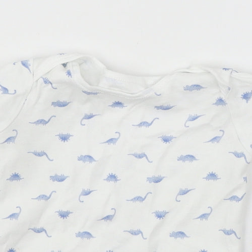 TU Baby White Geometric Jersey Babygrow One-Piece Size 12-18 Months  - DInosaur