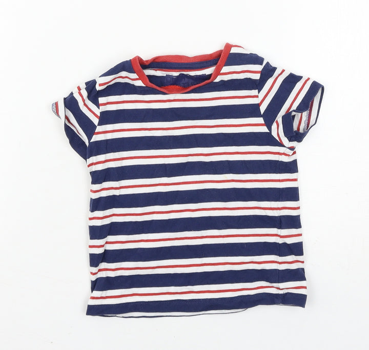 Marks and Spencer Boys Blue Striped Jersey Basic T-Shirt Size 12-18 Months