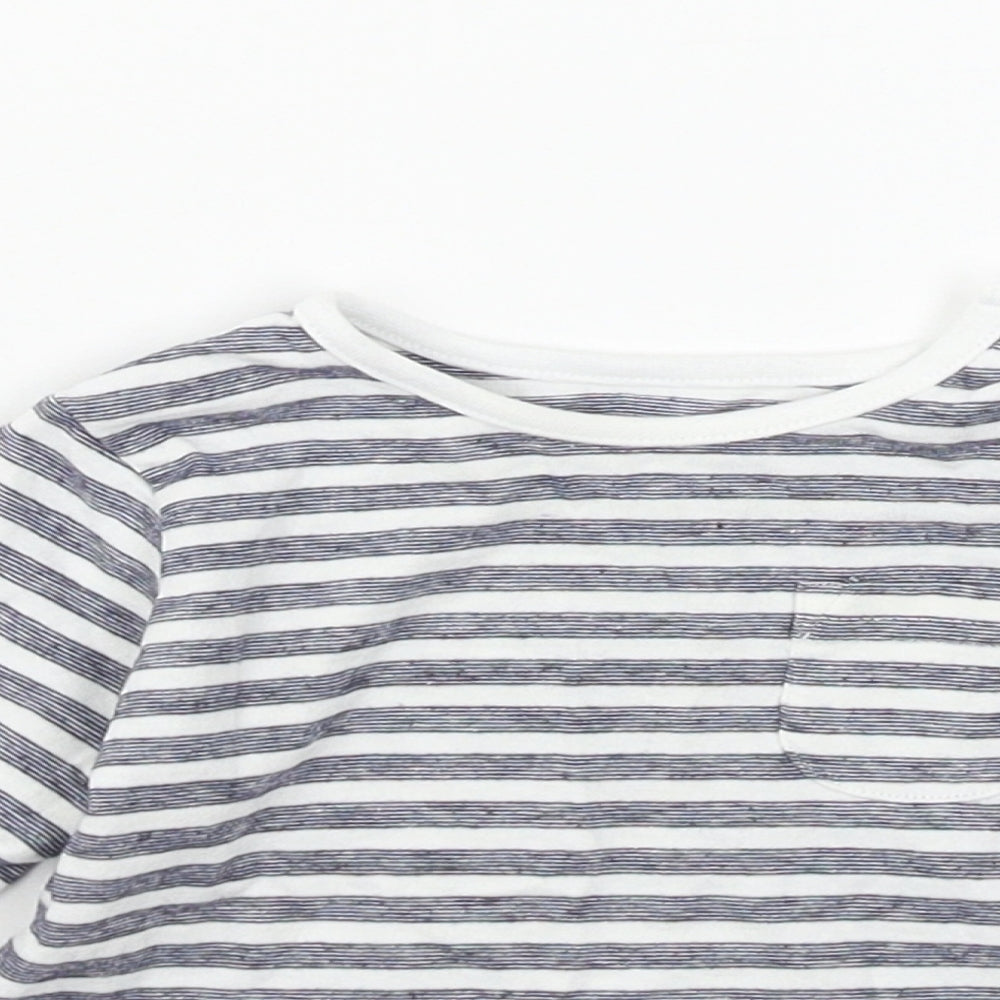 TU Boys White Striped  Basic T-Shirt Size 6-9 Months