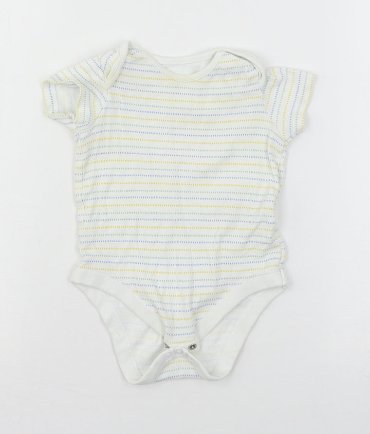 F&F Baby Multicoloured Striped Jersey Babygrow One-Piece Size 9-12 Months