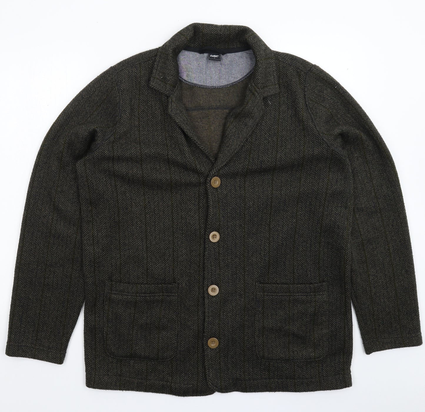 Cotton Traders Mens Grey Herringbone  Jacket Blazer Size L