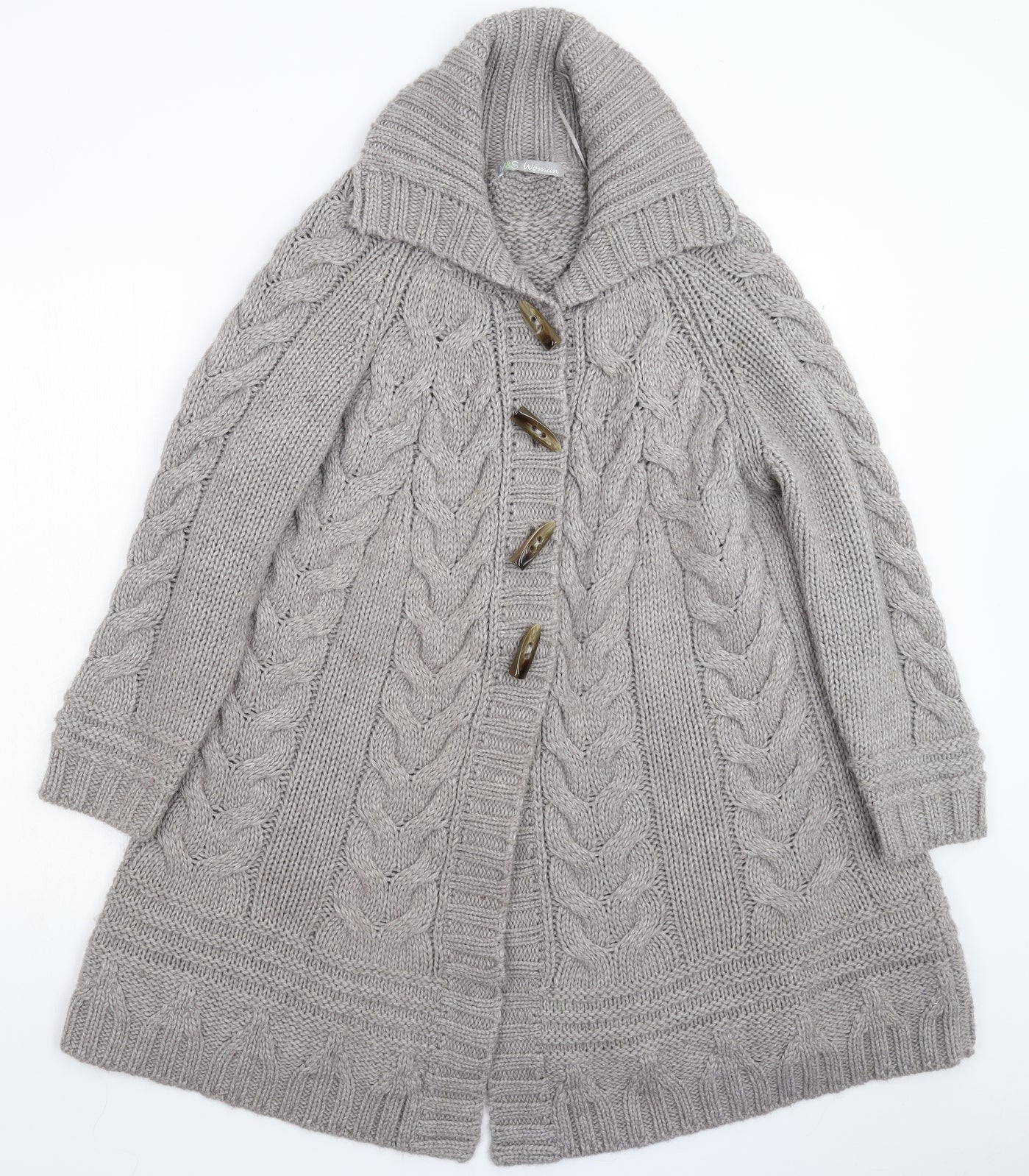 Marks and Spencer Womens Grey  Knit Cardigan Jumper Size L