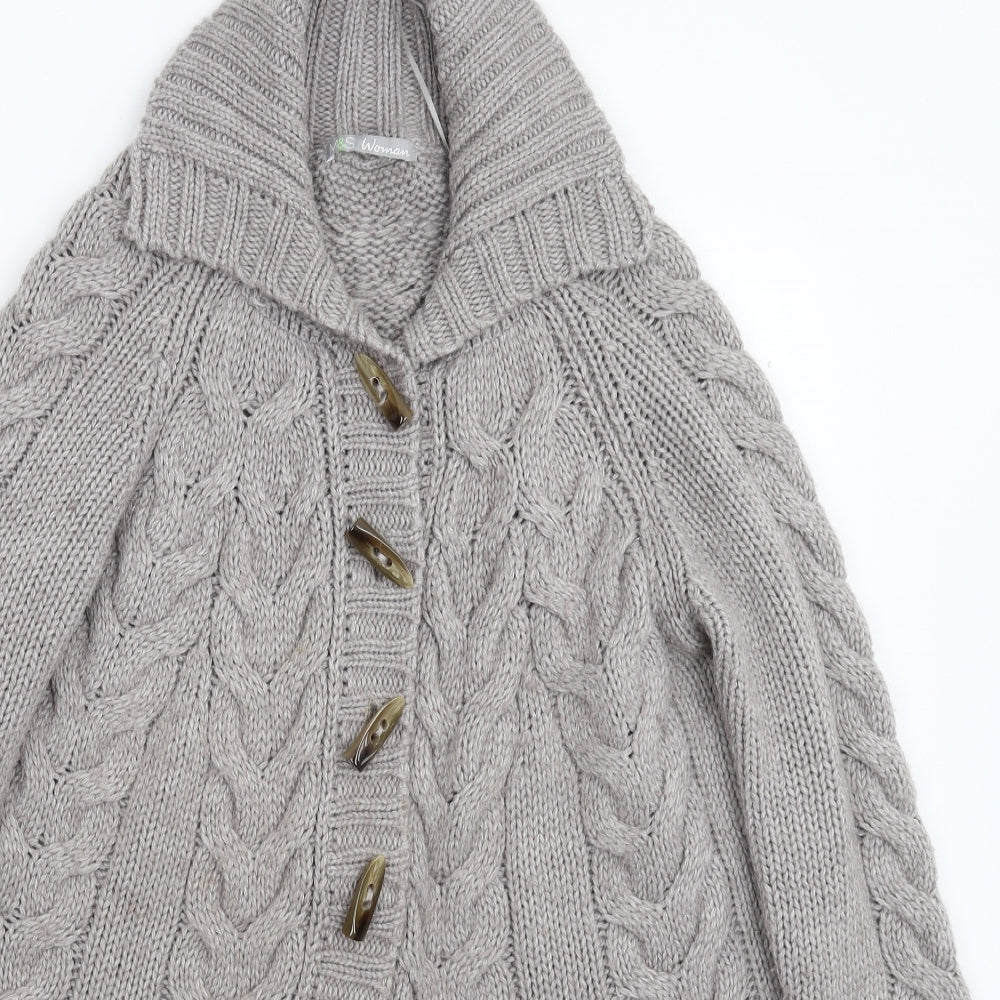 Marks and Spencer Womens Grey  Knit Cardigan Jumper Size L