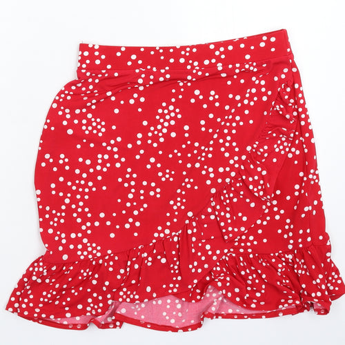 Oasis Womens Red Polka Dot  Mini Skirt Size S