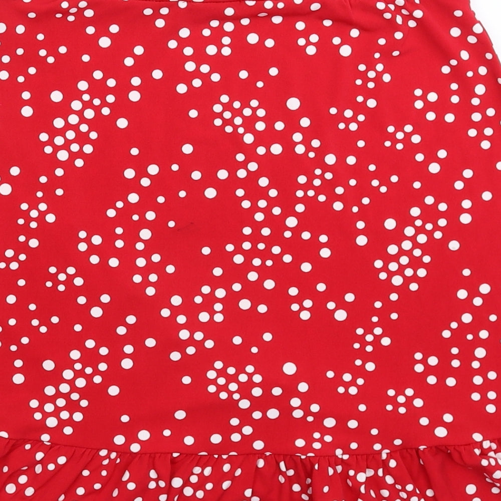 Oasis Womens Red Polka Dot  Mini Skirt Size S