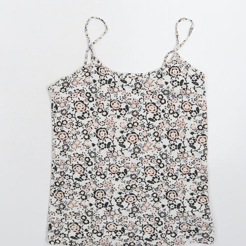 Peacocks Womens White Floral  Basic Tank Size 10