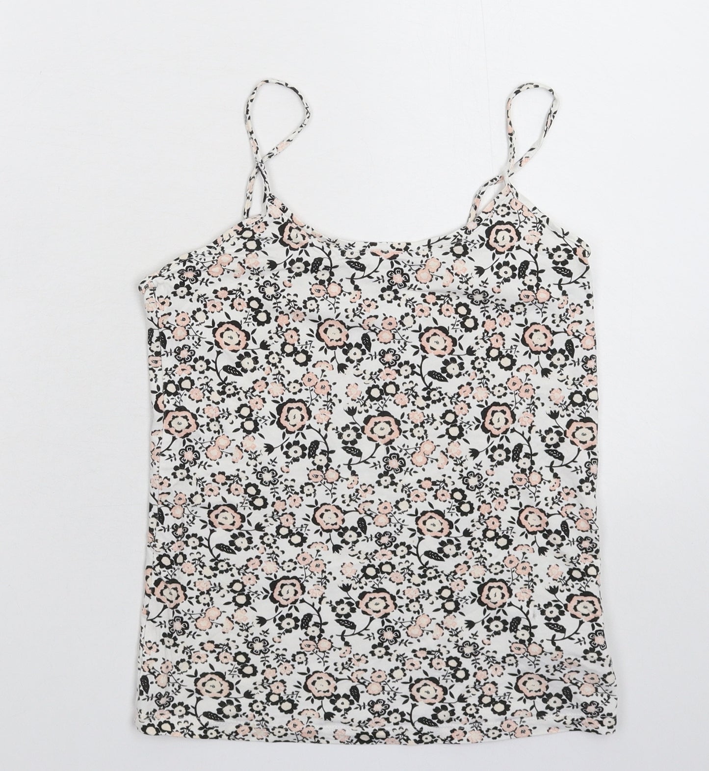 Peacocks Womens White Floral  Basic Tank Size 10