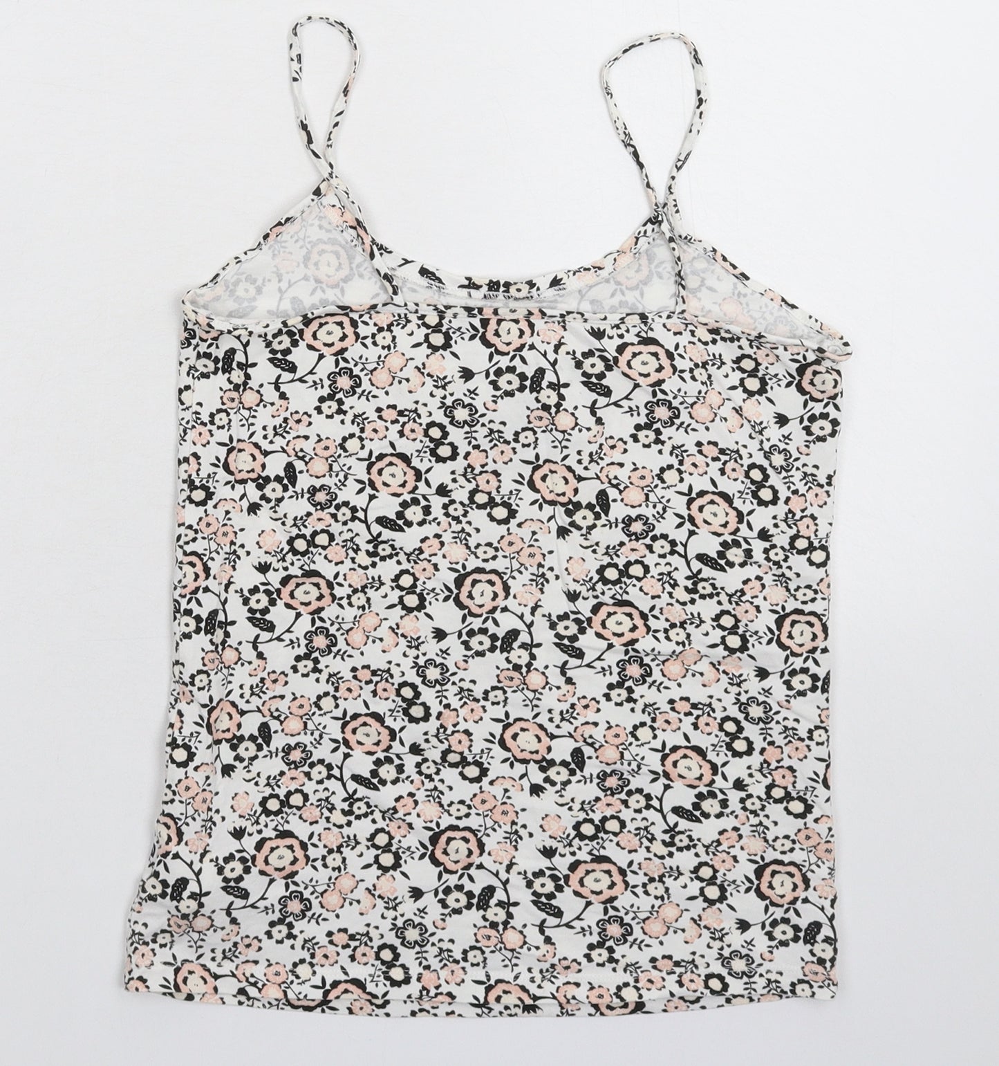 Peacocks Womens White Floral  Basic Tank Size 10