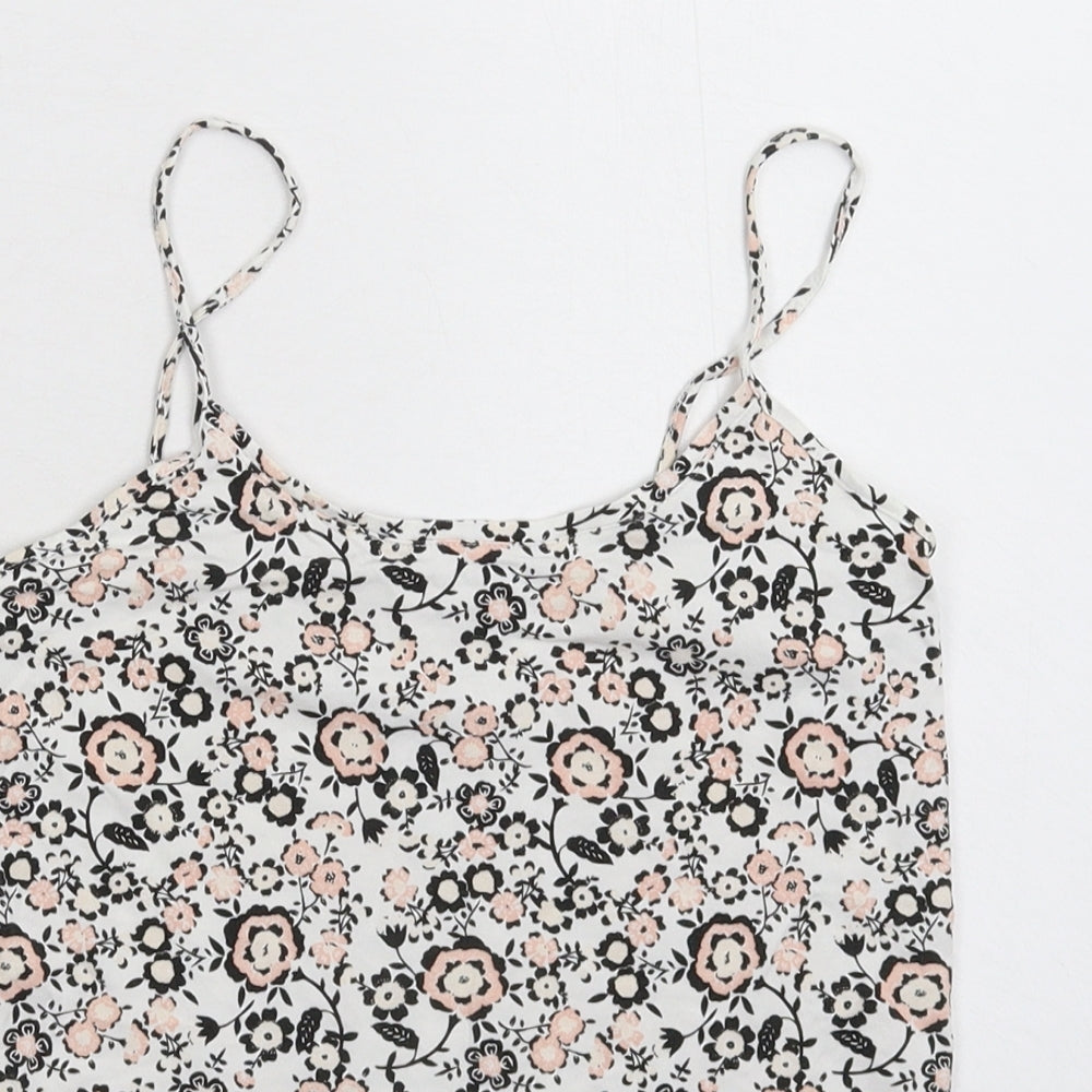 Peacocks Womens White Floral  Basic Tank Size 10