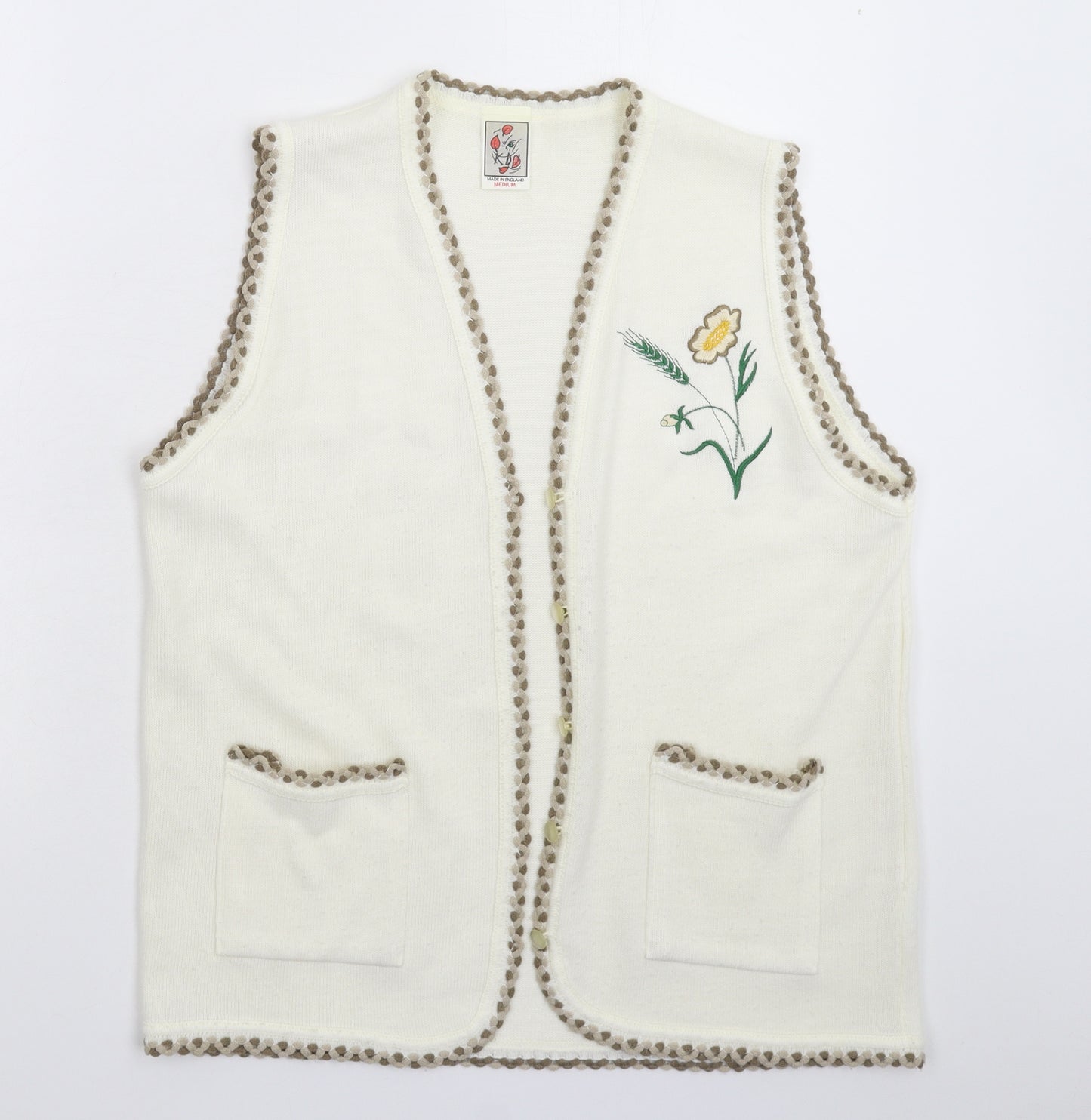 Preworn Womens White  Knit Vest Jumper Size M