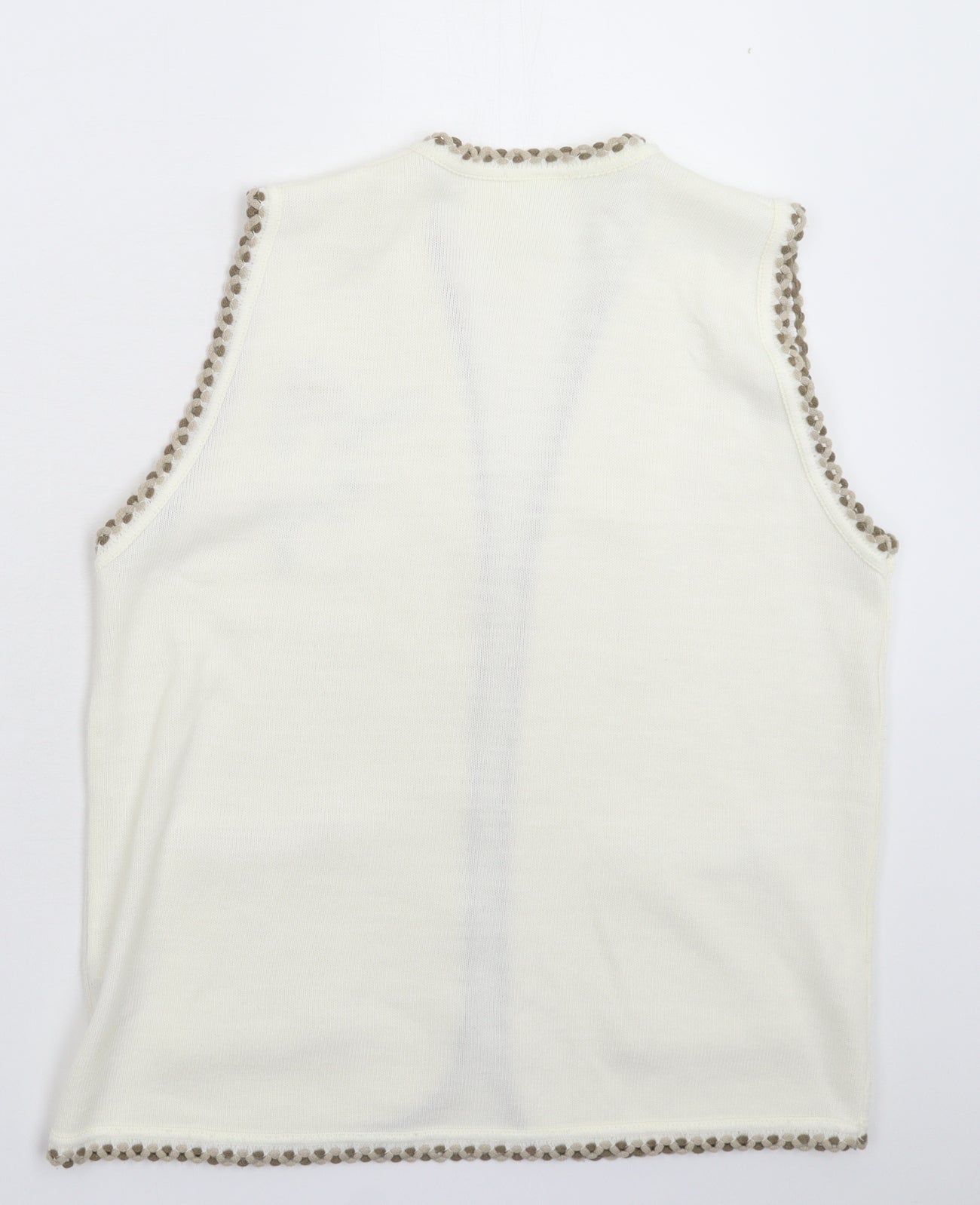 Preworn Womens White  Knit Vest Jumper Size M