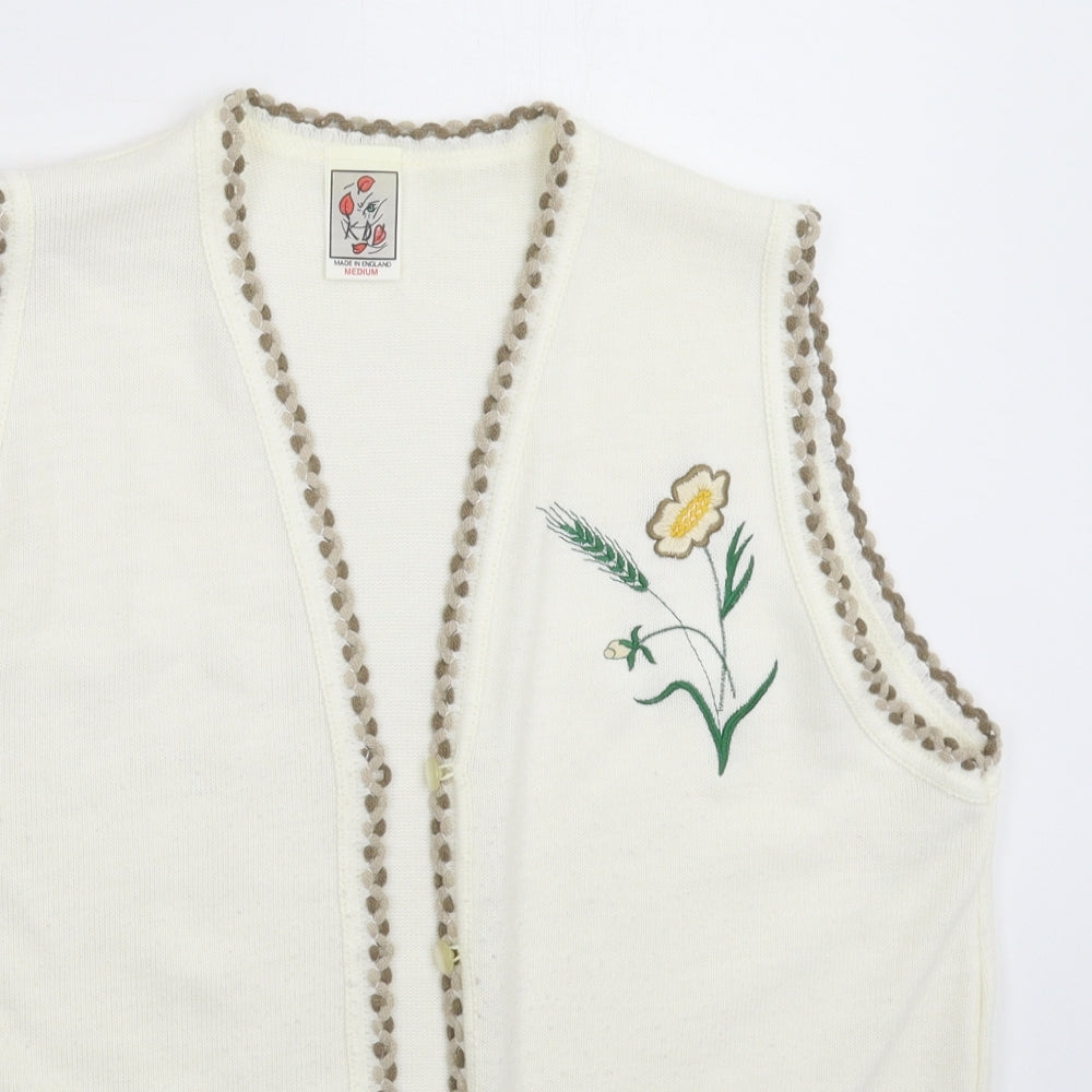 Preworn Womens White  Knit Vest Jumper Size M