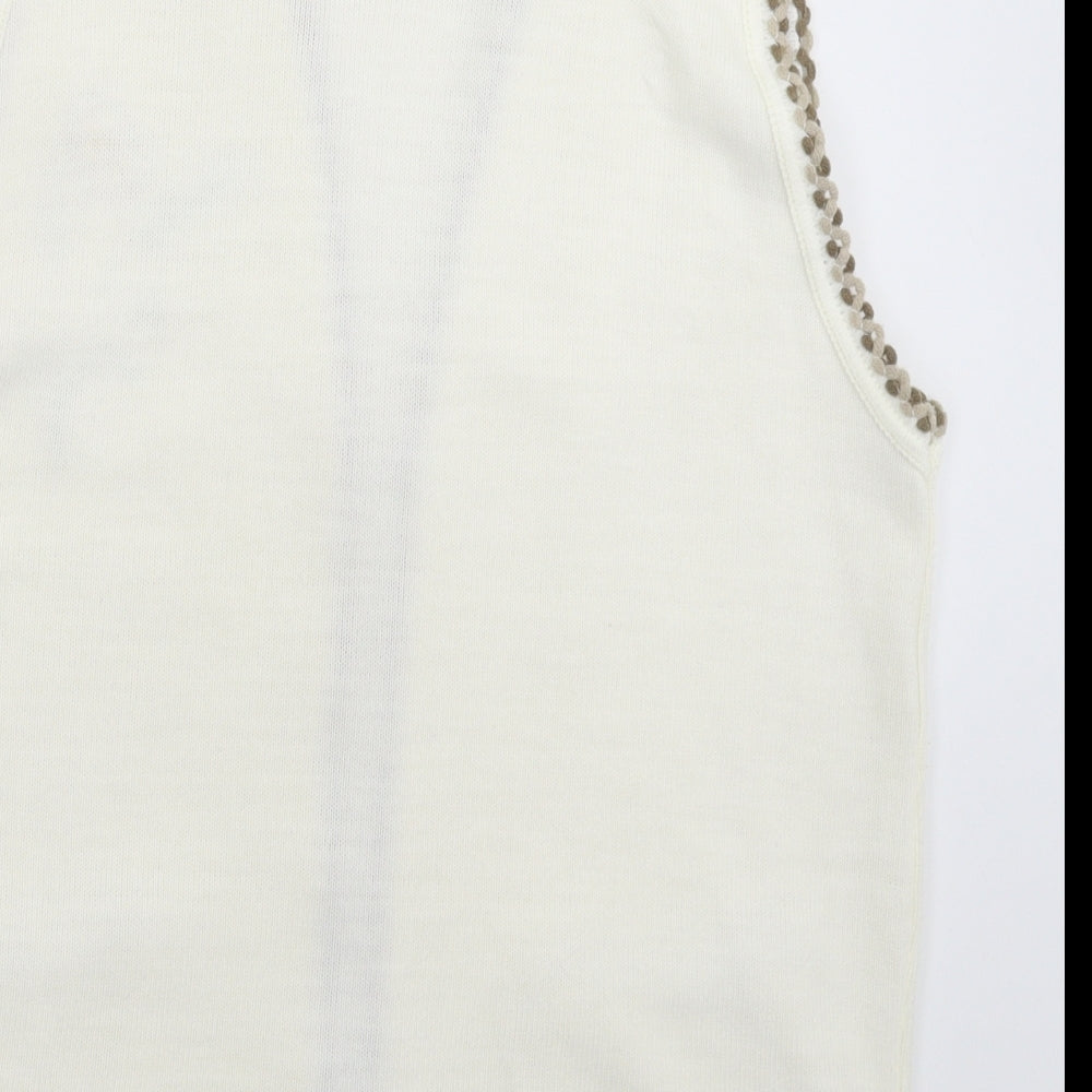 Preworn Womens White  Knit Vest Jumper Size M