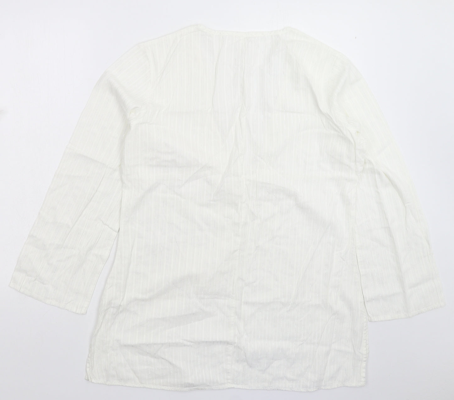 NEXT Womens White Striped  Basic Blouse Size 14
