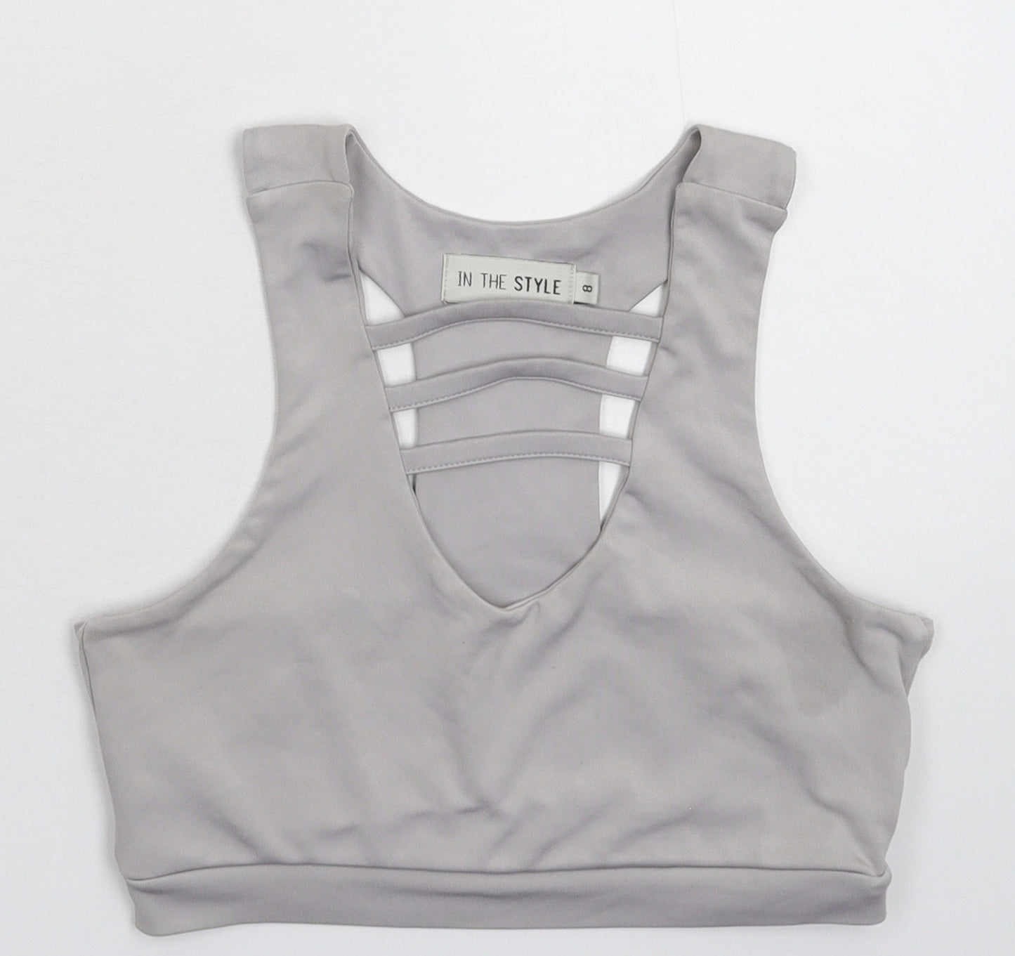 In the Style Womens Silver   Cropped T-Shirt Size 8