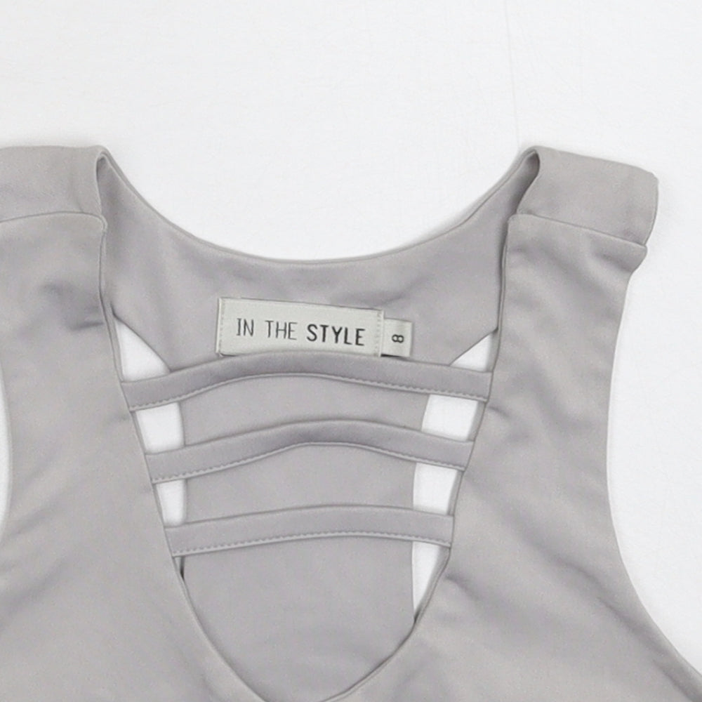 In the Style Womens Silver   Cropped T-Shirt Size 8