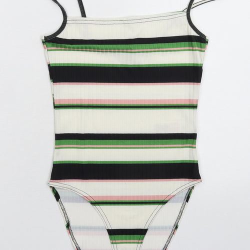 New Look Womens Multicoloured Striped  Bodysuit One-Piece Size 8